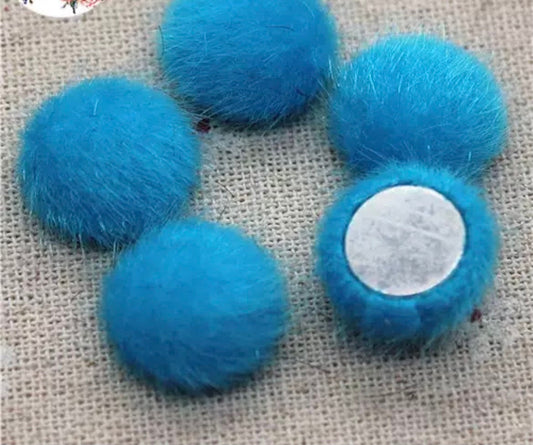Fluffy round embellishments, blue 16mm
