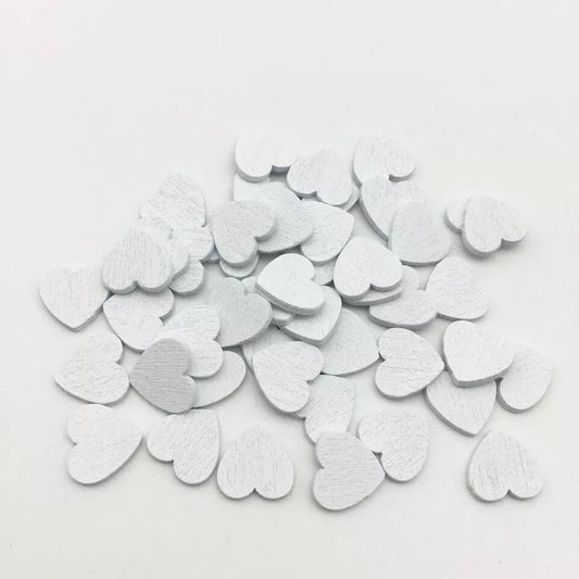 White wooden heart embellishments, 11mm