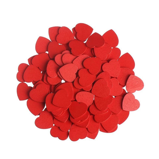Wooden red heart embellishments, 18mm