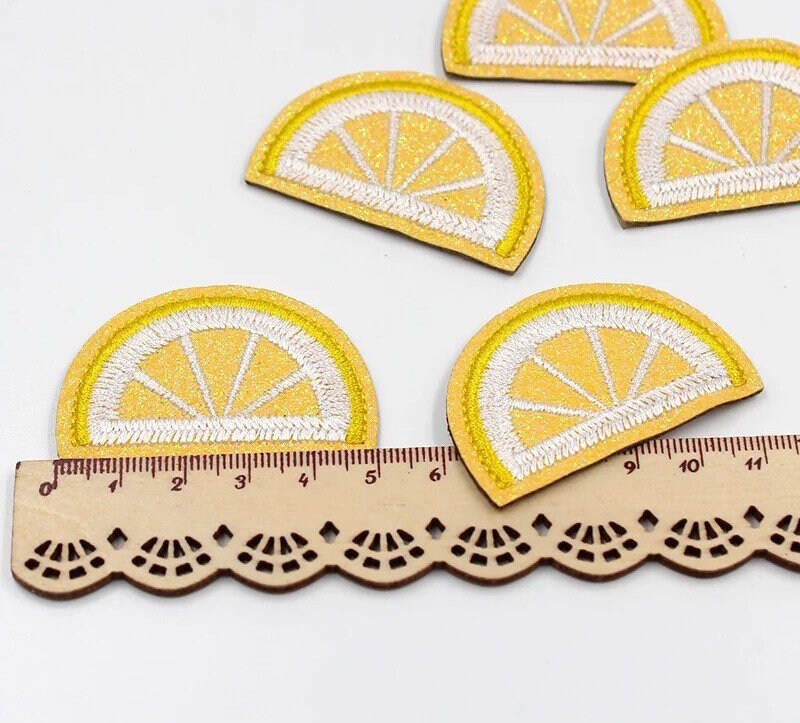 Lemon iron on patch, glitter