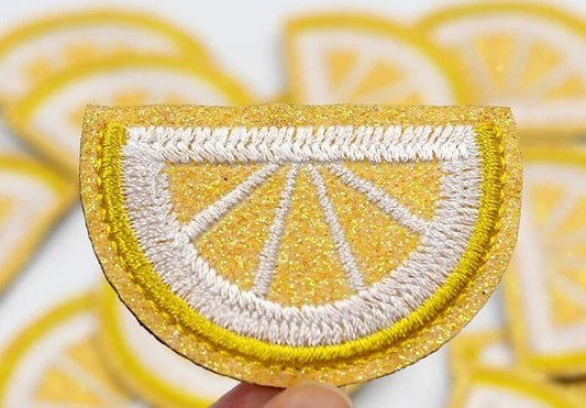 Lemon iron on patch, glitter