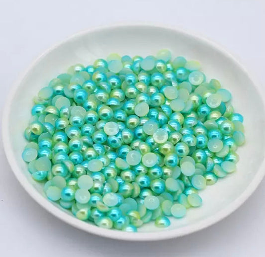 Pearl effect half round cabochons, 8mm