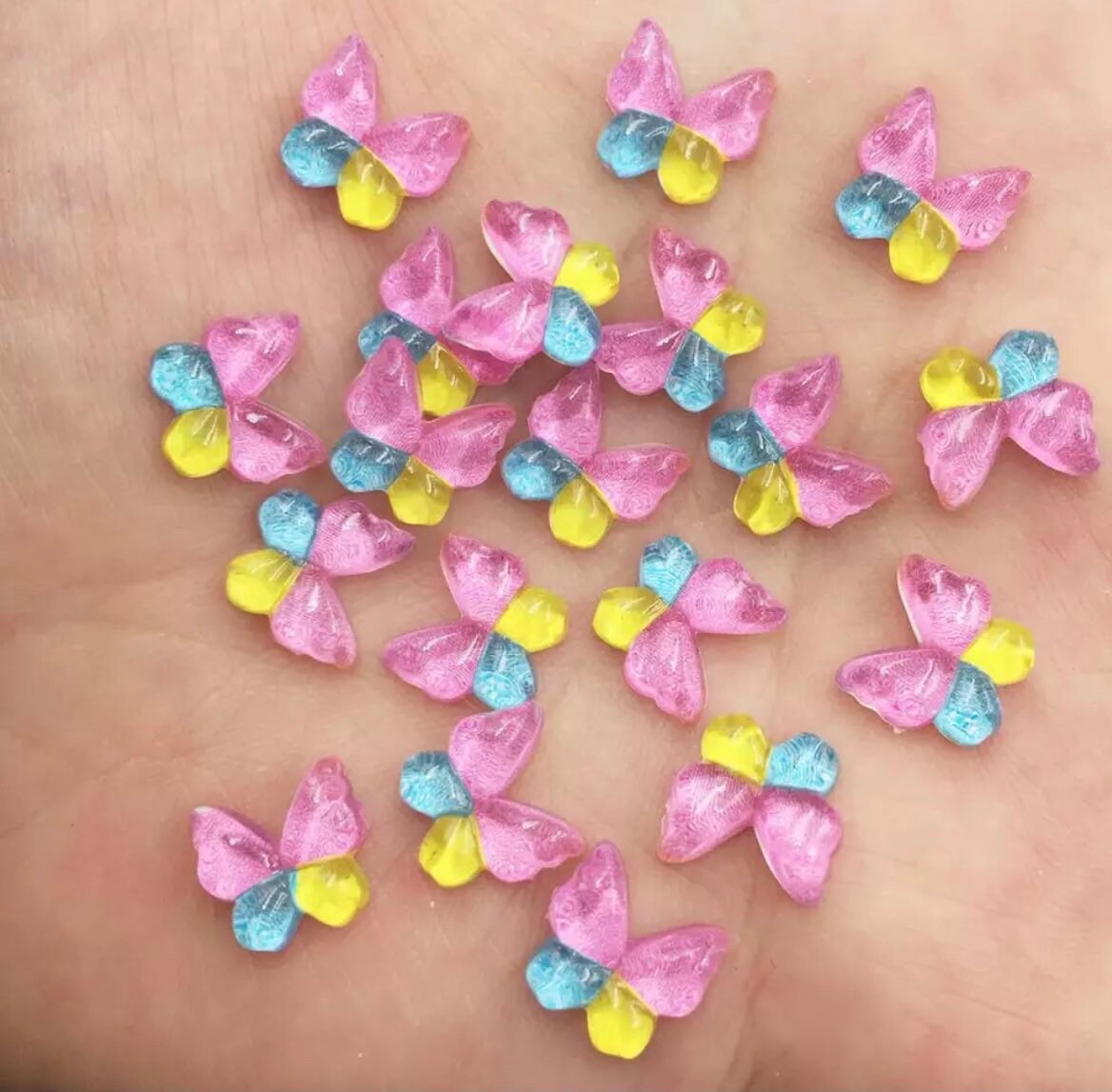 Butterfly resin cabochon, three colour 10mm