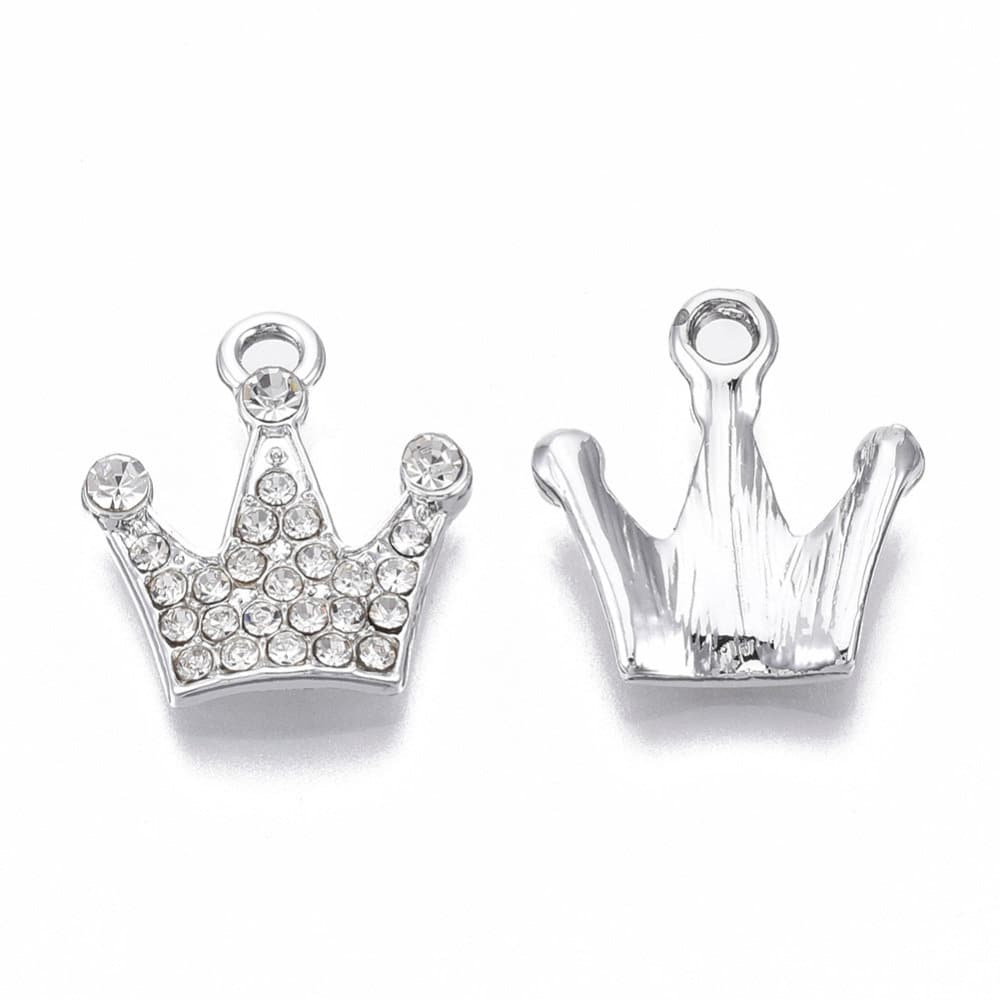 Silver rhinestone tiara charm, rhinestone