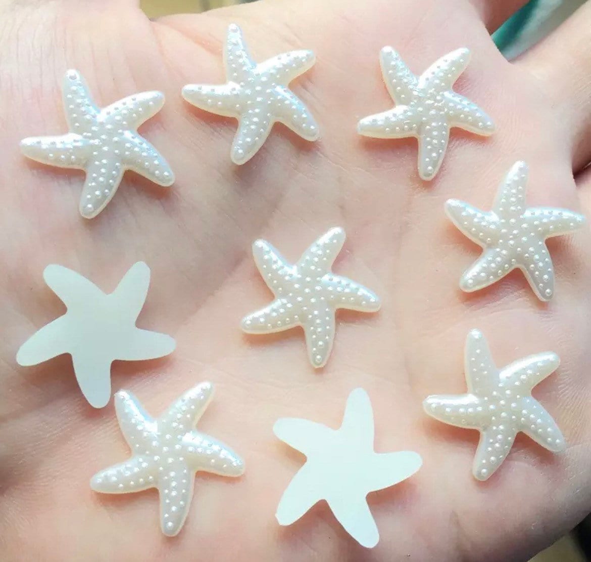 Starfish cabochons, ivory 18mm