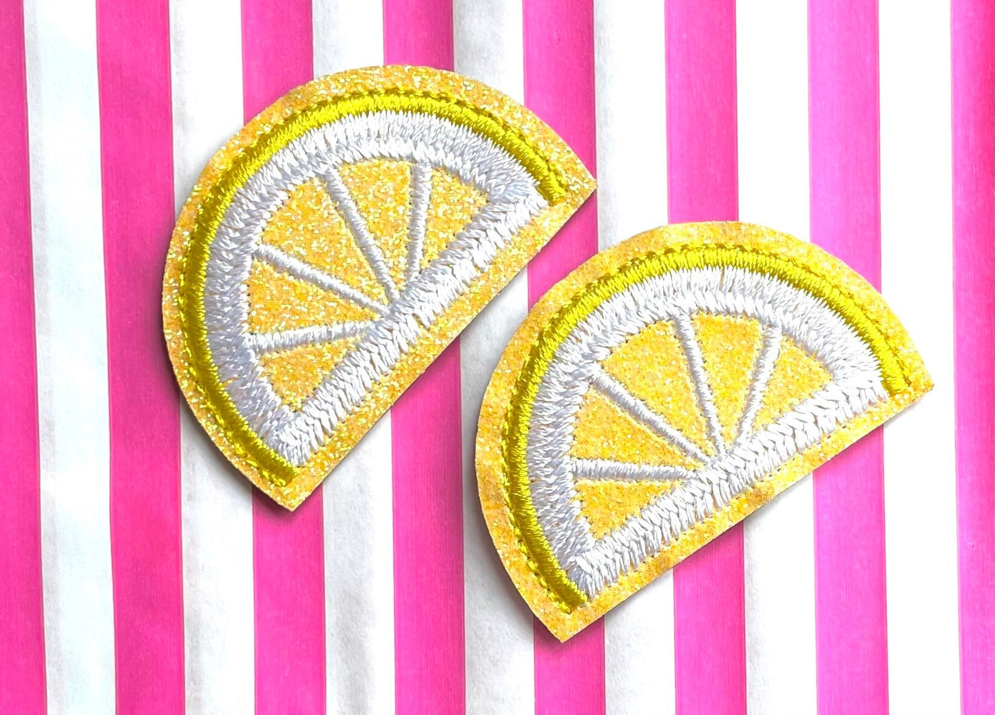 Lemon iron on patch, glitter