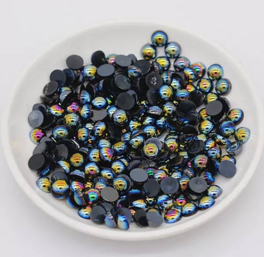 Pearl effect half round cabochons, 8mm