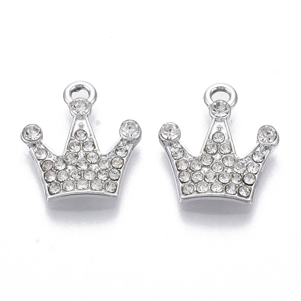 Silver rhinestone tiara charm, rhinestone