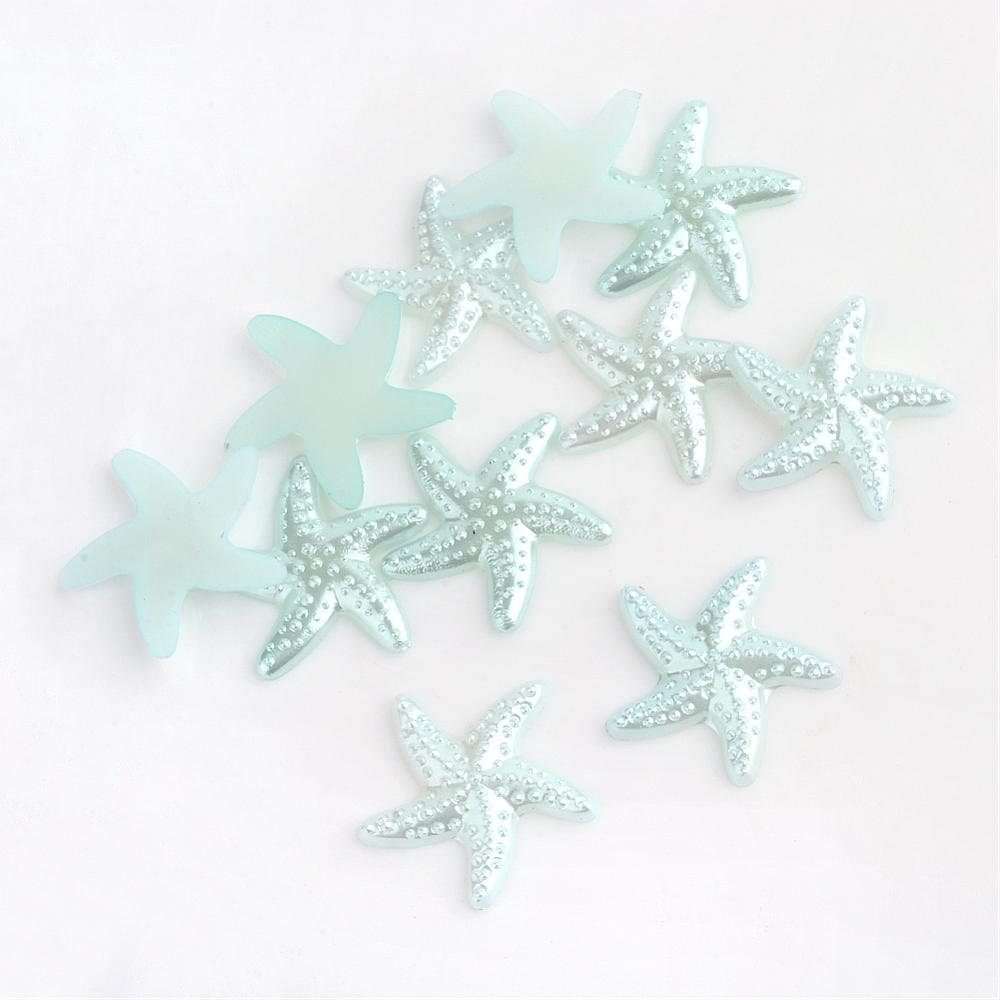 Starfish cabochons, aqua 18mm