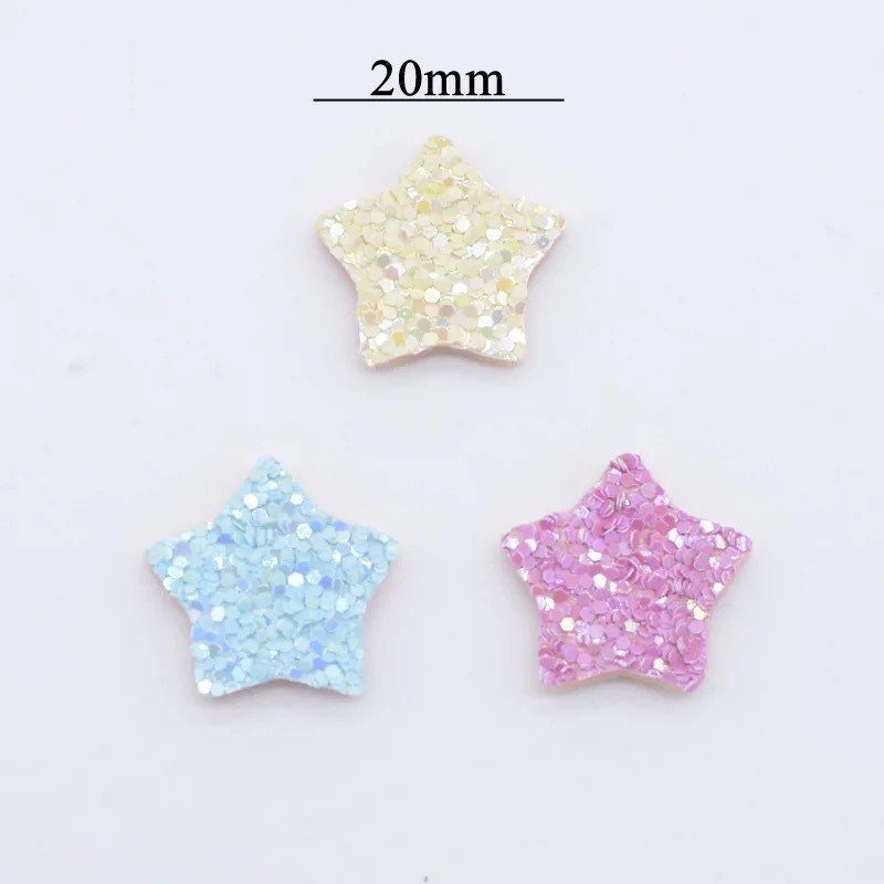 Star felt fabric glitter appliqués, padded fabric 20mm