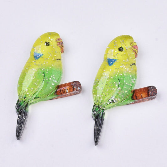 Bird resin embellishments, budgie 43mm