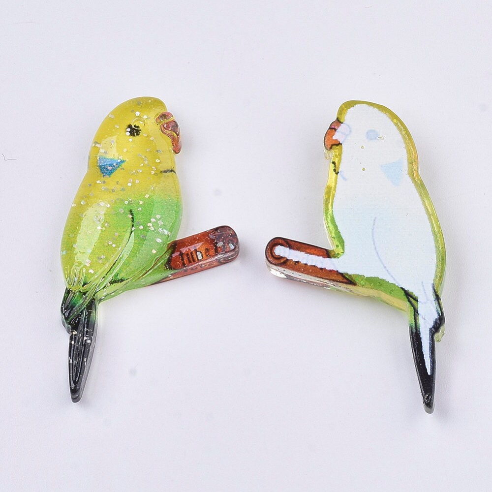 Bird resin embellishments, budgie 43mm