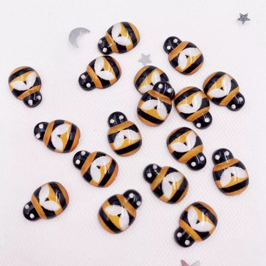 Bee resin cabochons, 13mm warm yellow