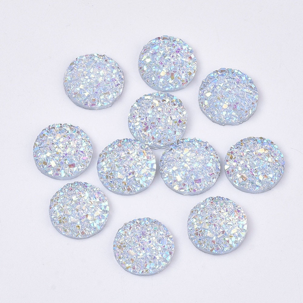 Round resin silver cabochon, 12mm