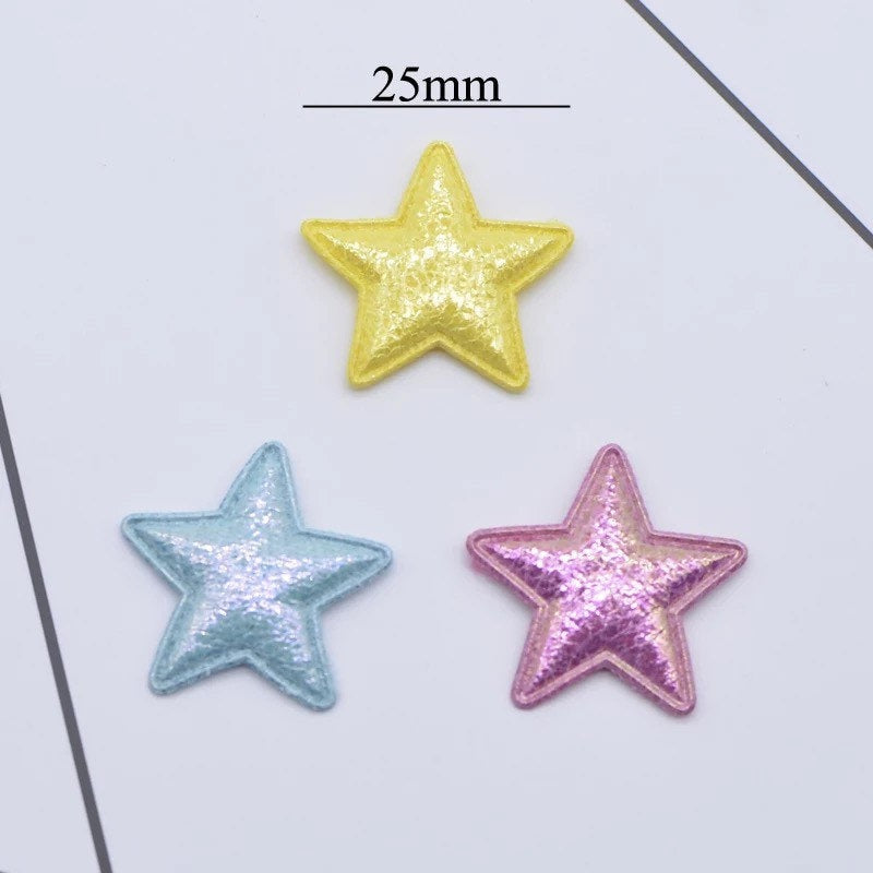 Star fabric metallic appliqués, padded fabric 25mm