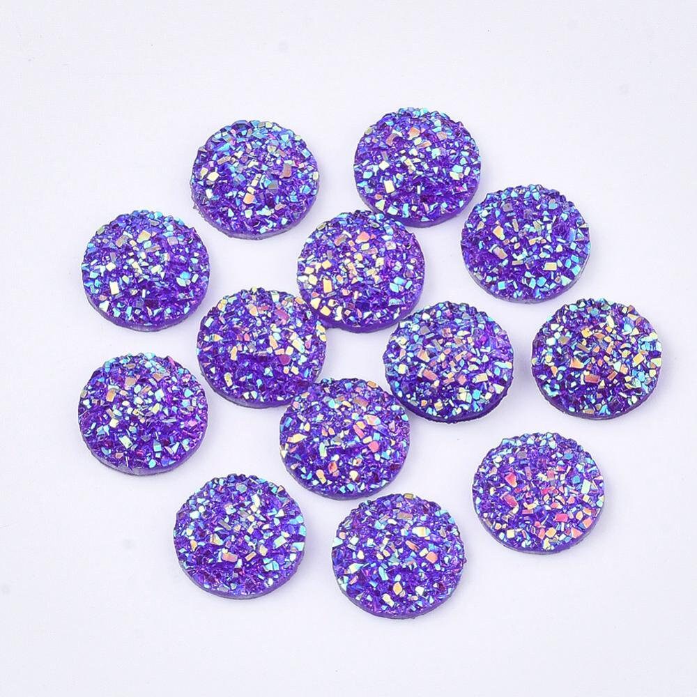 Round resin purple cabochon, 12mm