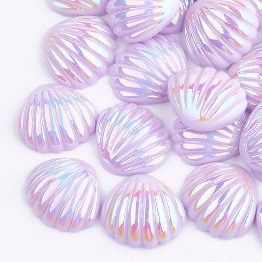 Seashell cabochons, purple 2cm