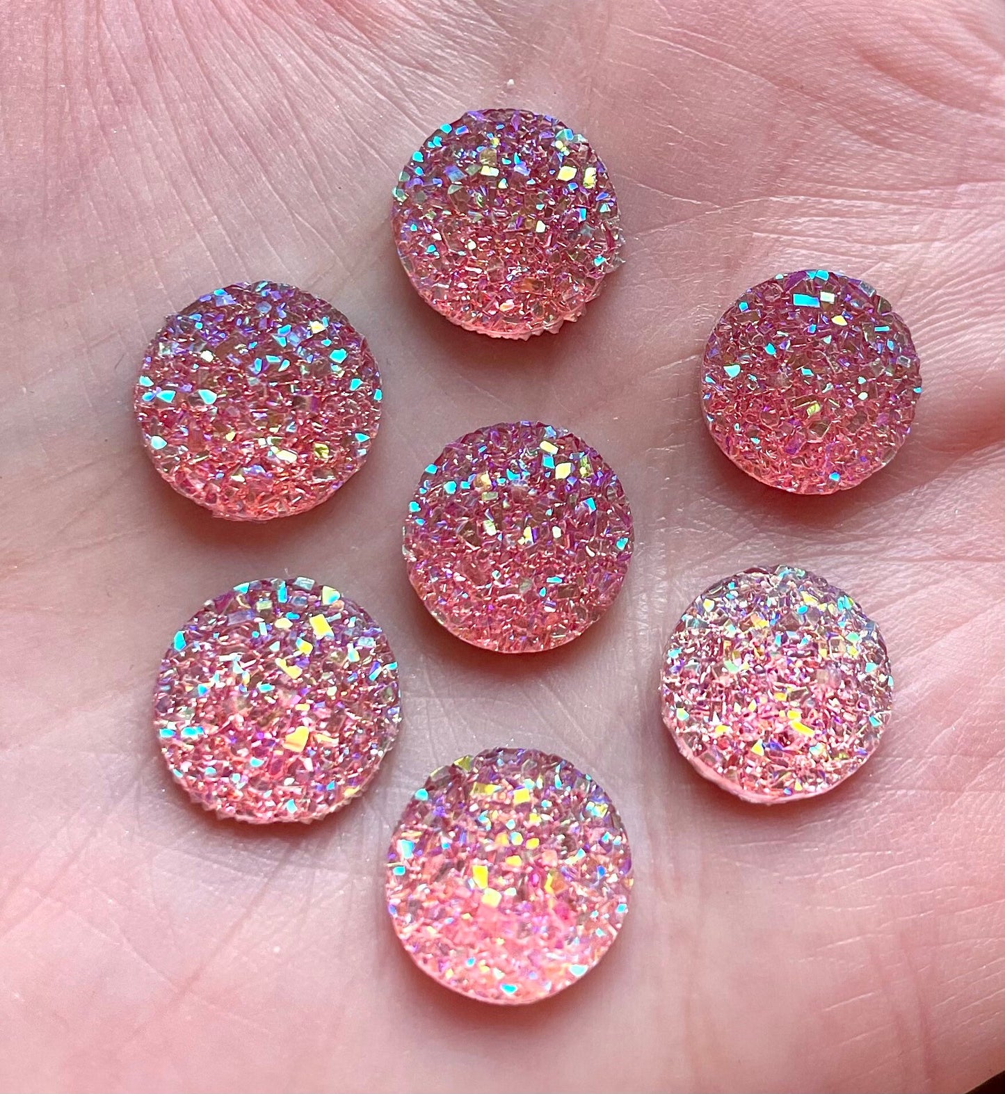 Round resin pink cabochon, 12mm