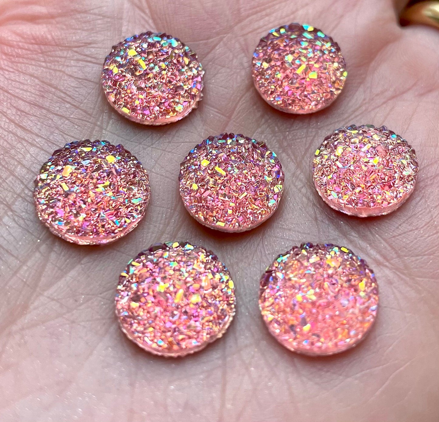 Round resin pink cabochon, 12mm