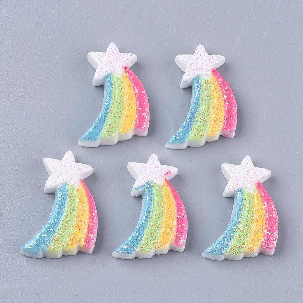 Rainbow star glitter resin embellishments, 20mm