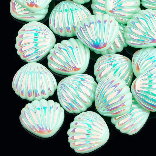 Seashell cabochons, green 2cm