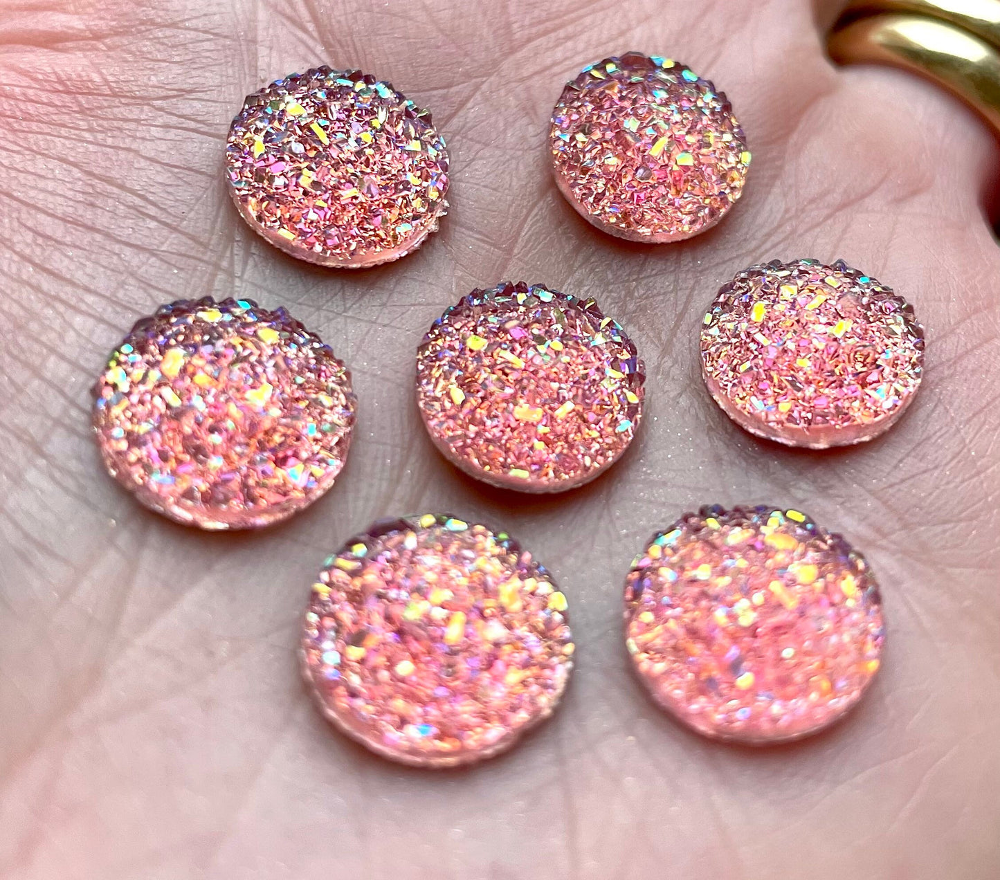 Round resin pink cabochon, 12mm