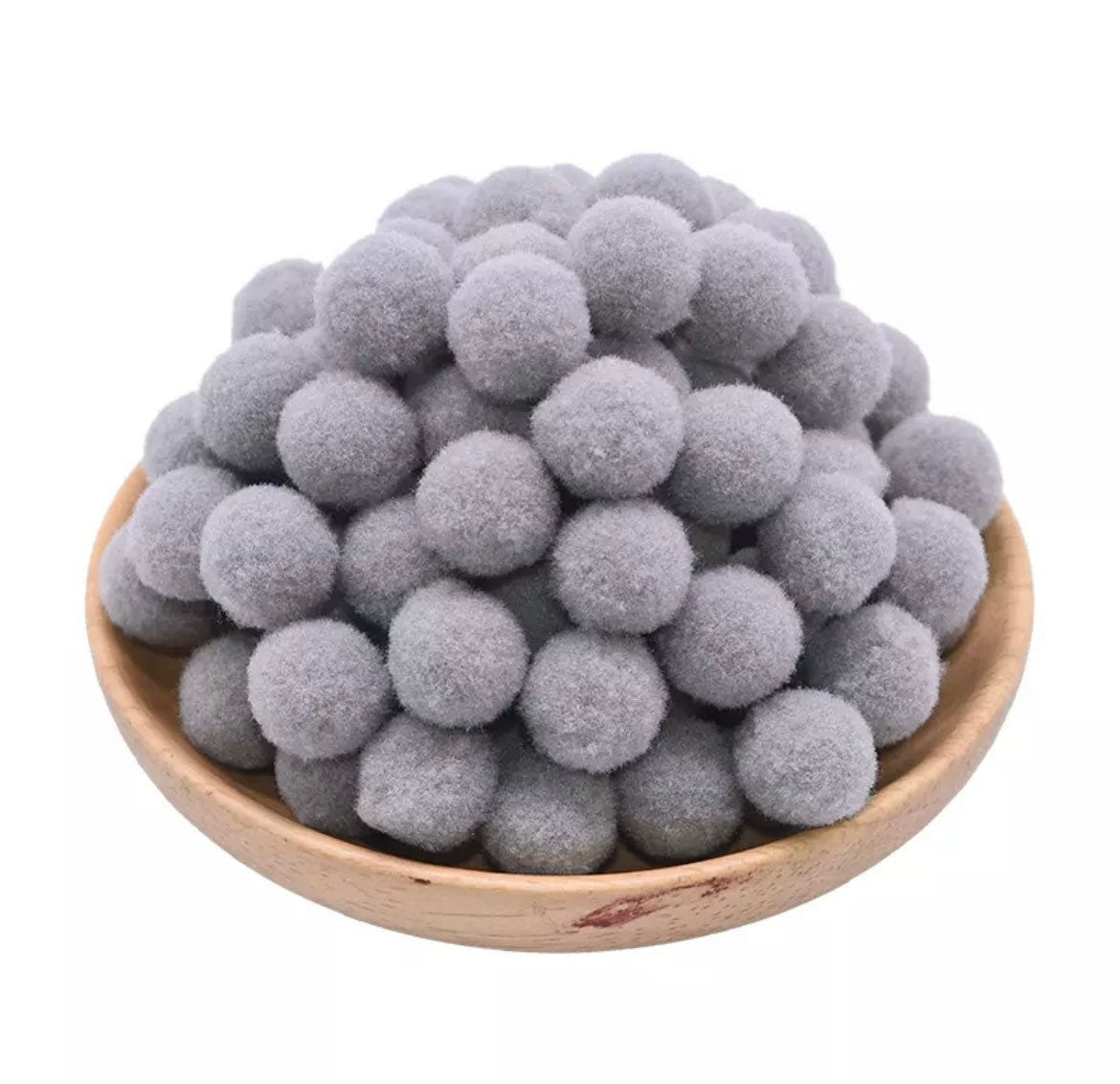 Pom Poms, grey mini pom poms, 10mm