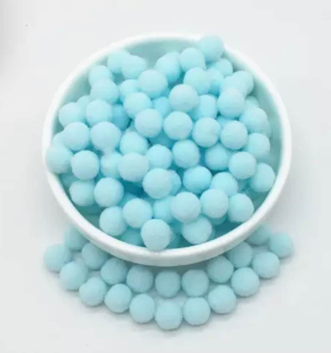 Pom Poms, pale blue mini pom poms, 10mm