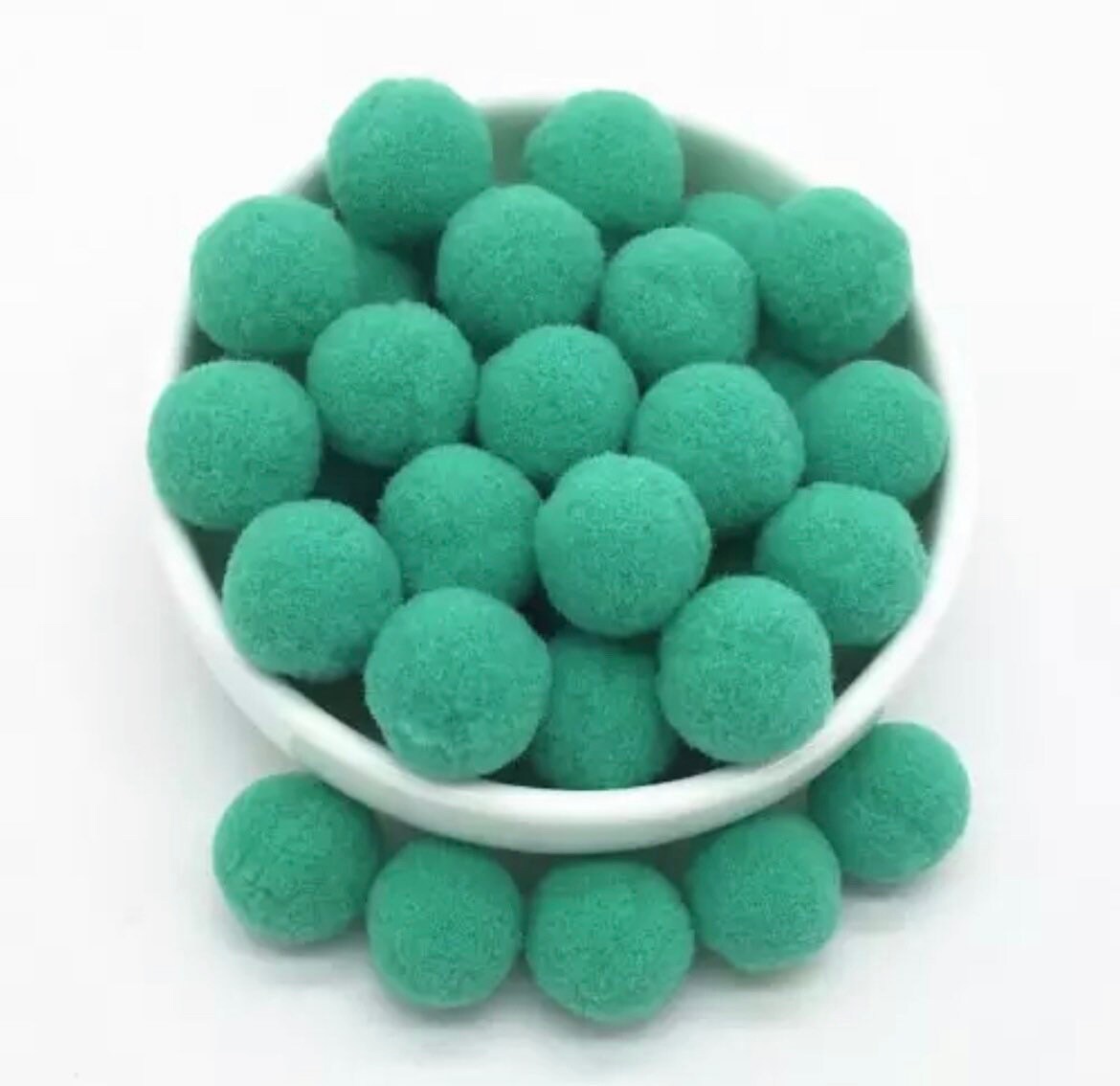 Pom Poms, green mini pom poms, 10mm