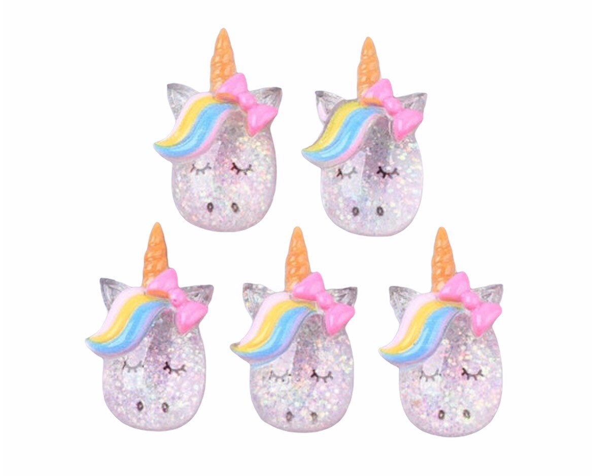 Glitter unicorn resin embellishments, 27mm