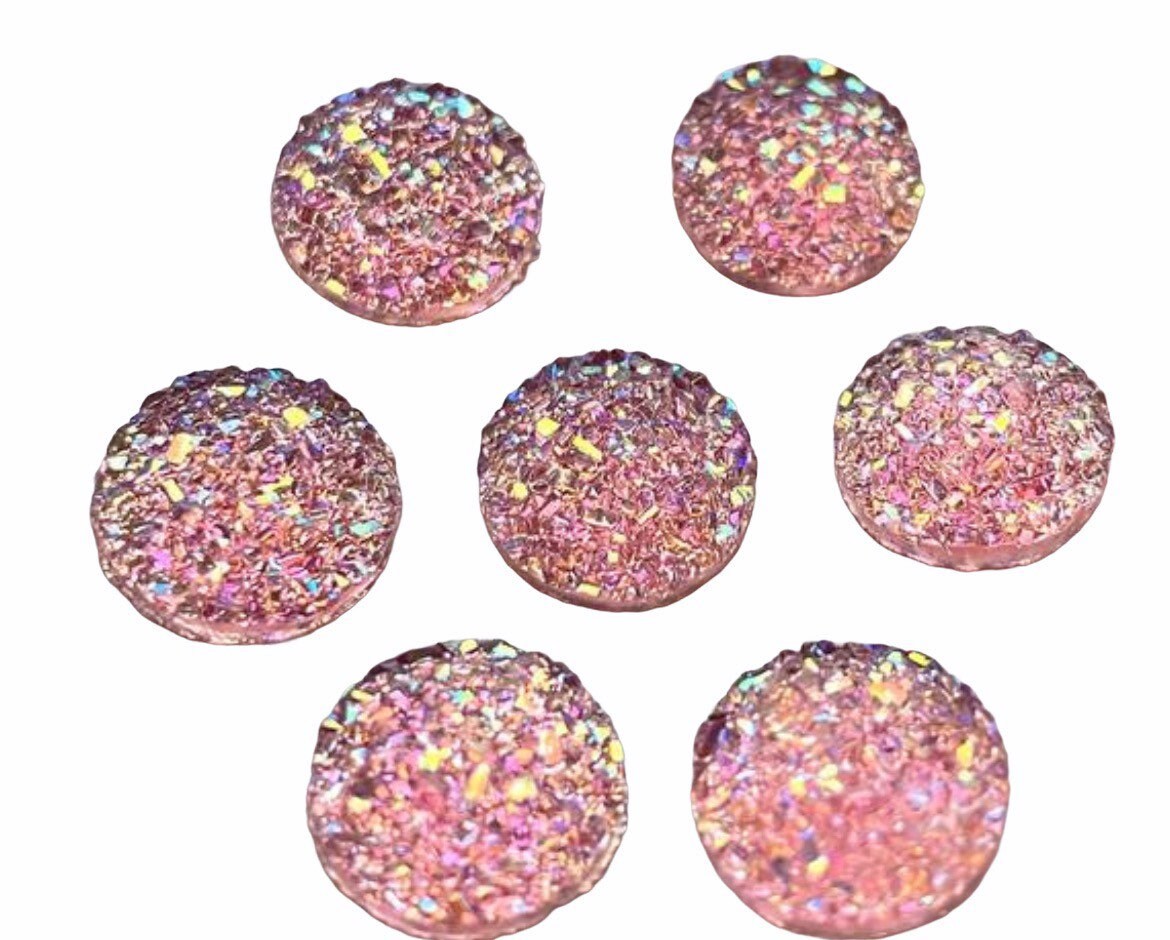 Round resin pink cabochon, 12mm