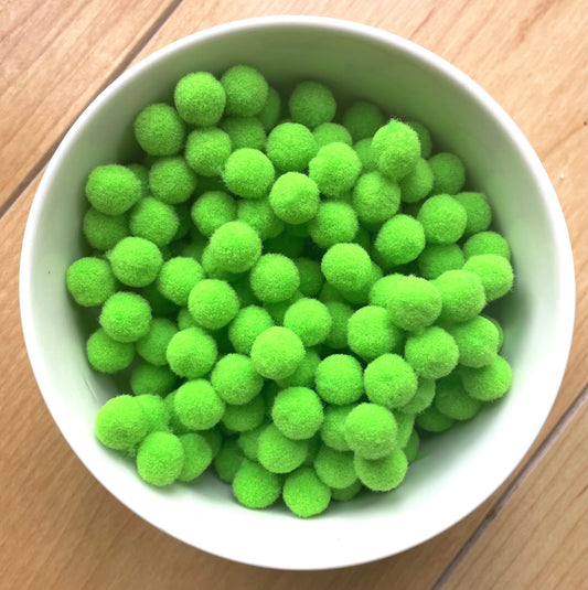 Pom Poms, bright light green 10mm