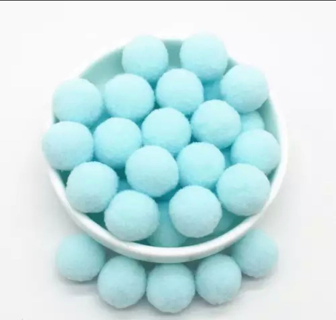 Pom Poms, pale blue mini pom poms, 10mm