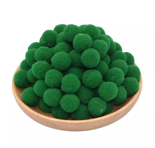 Pom Poms, deep green mini pom poms, 9mm