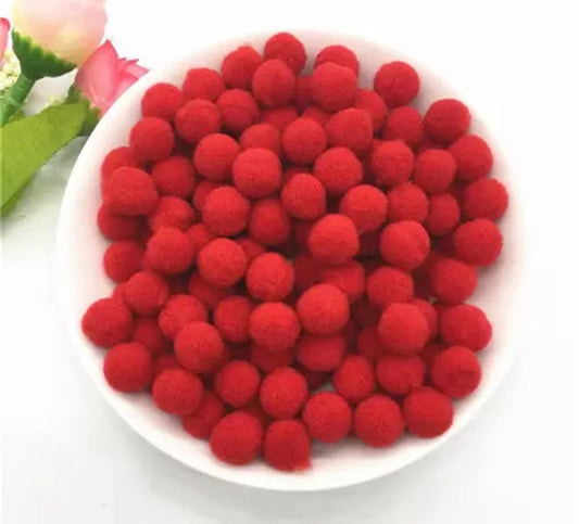 Pom Poms, red 9mm