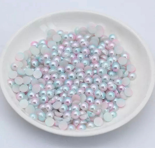 Pearl effect half round cabochons, 8mm