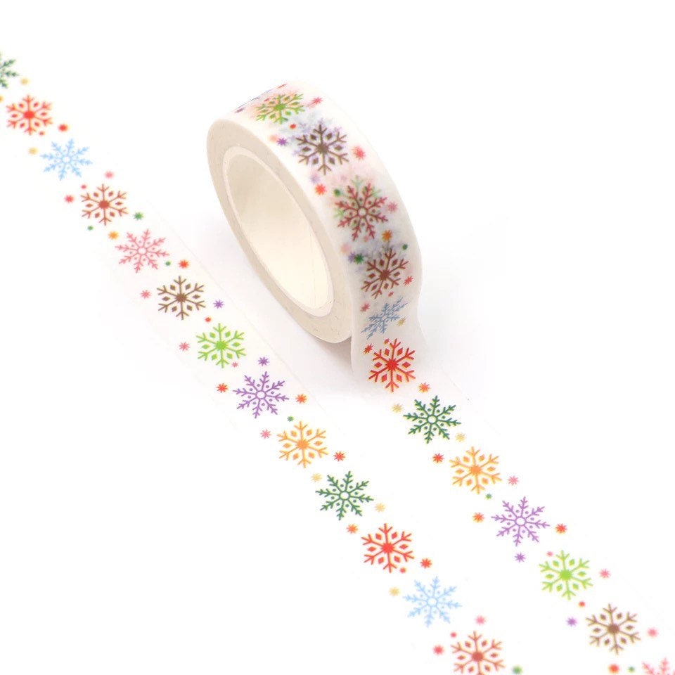 Snowflake washi tape, xmas tape, 10m