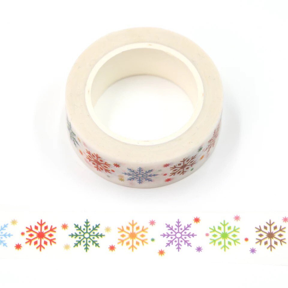 Snowflake washi tape, xmas tape, 10m