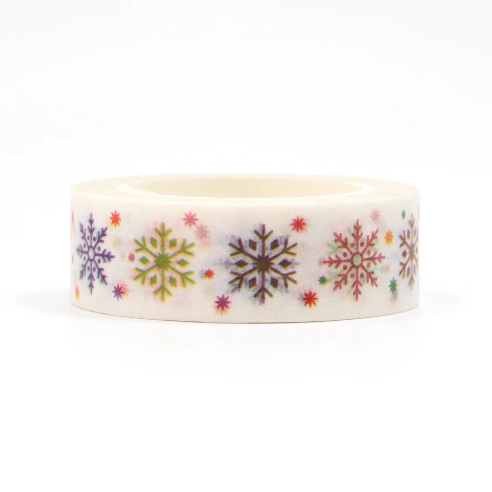 Snowflake washi tape, xmas tape, 10m