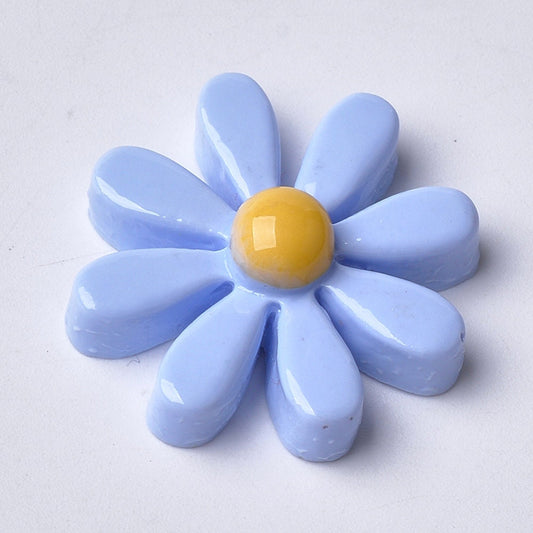 Daisy cabochons, 18mm blue