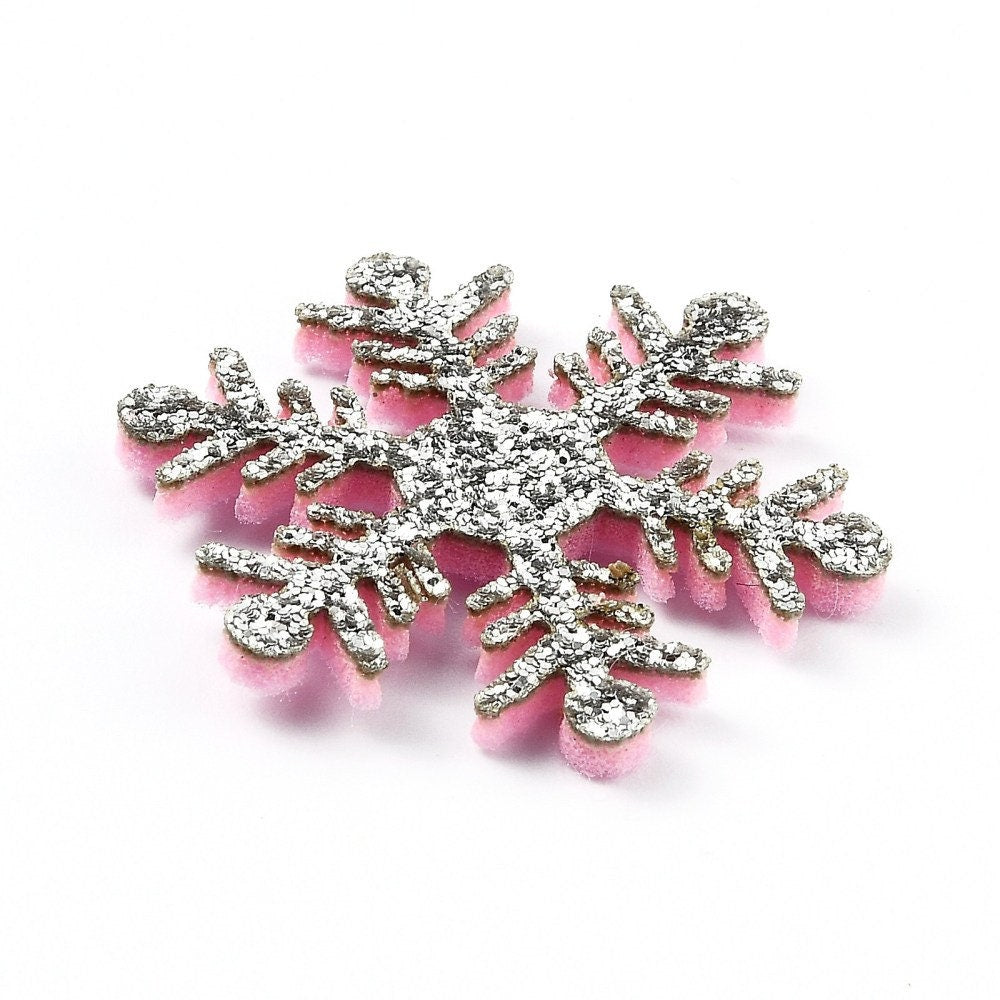 Felt silver snowflake shapes, 36mm