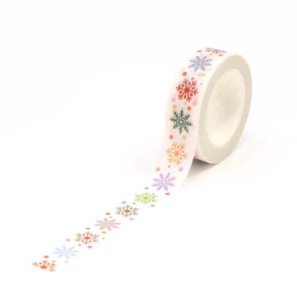 Snowflake washi tape, xmas tape, 10m