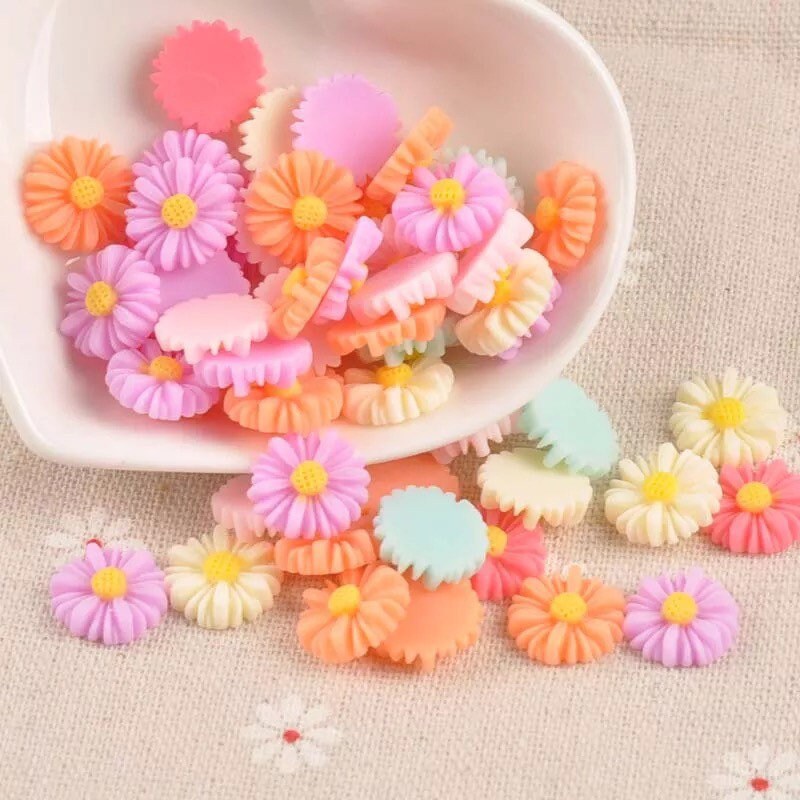 Flower cabochons, mixed pastel