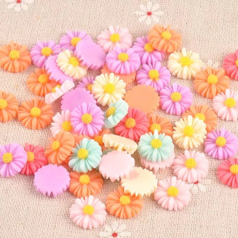 Flower cabochons, mixed pastel