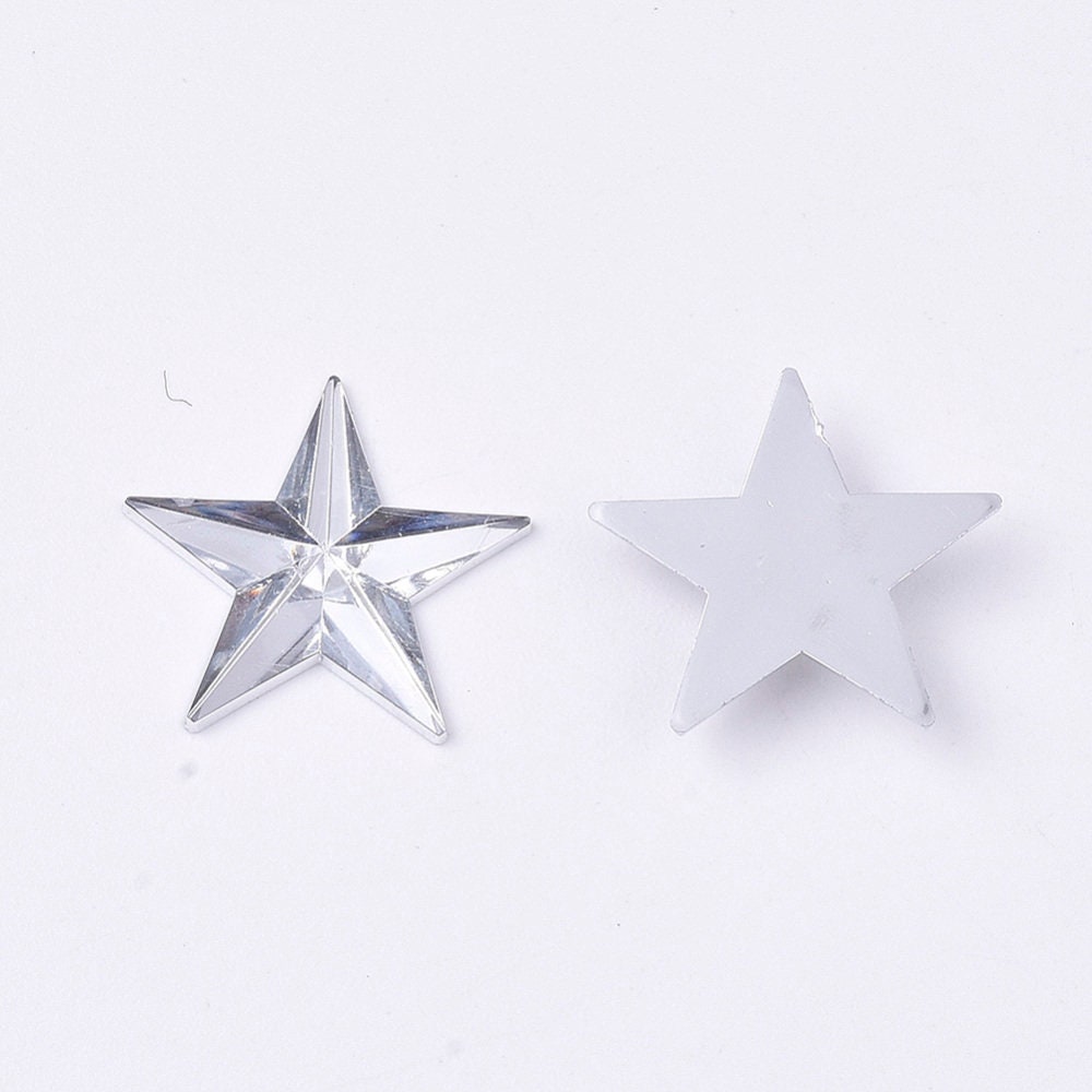 Star acrylic clear cabochons, 13mm