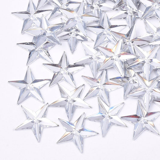 Star acrylic clear cabochons, 13mm