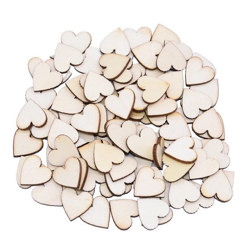 wooden heart embellishments, natural 10mm