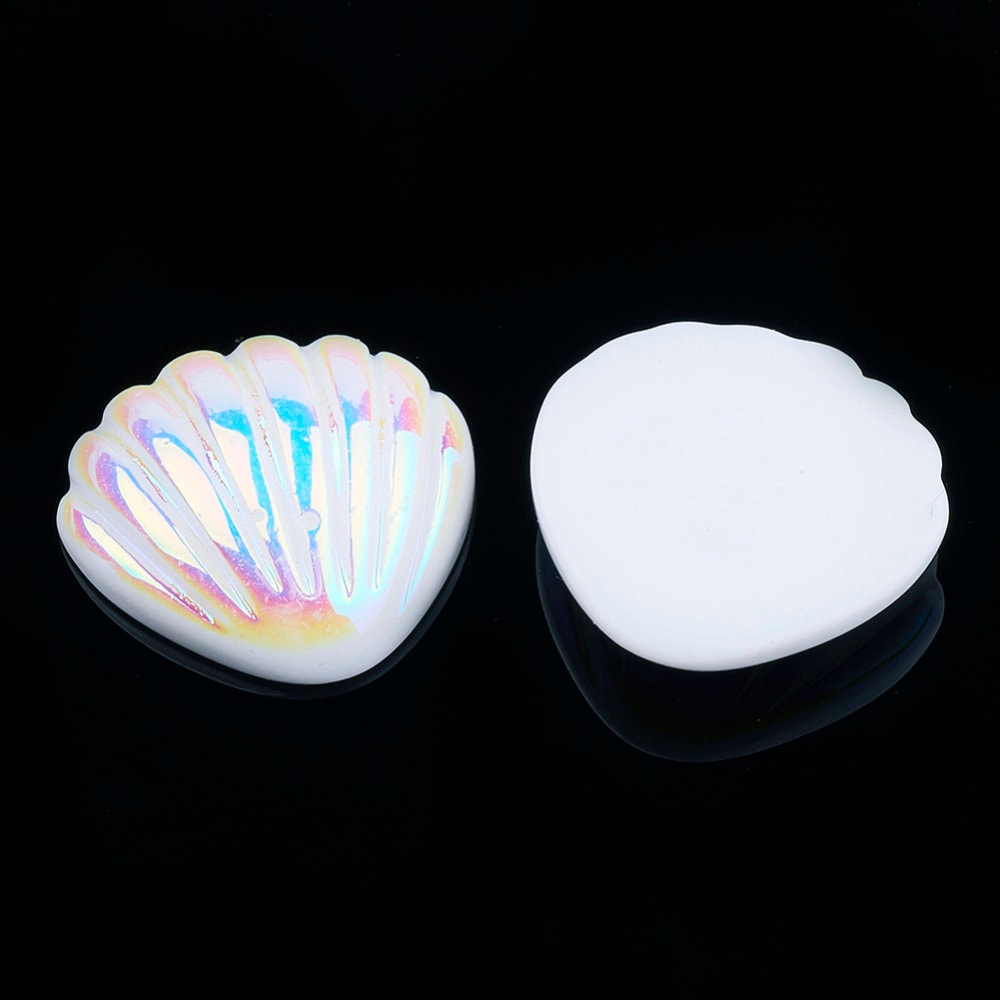 Seashell cabochons, white 21mm