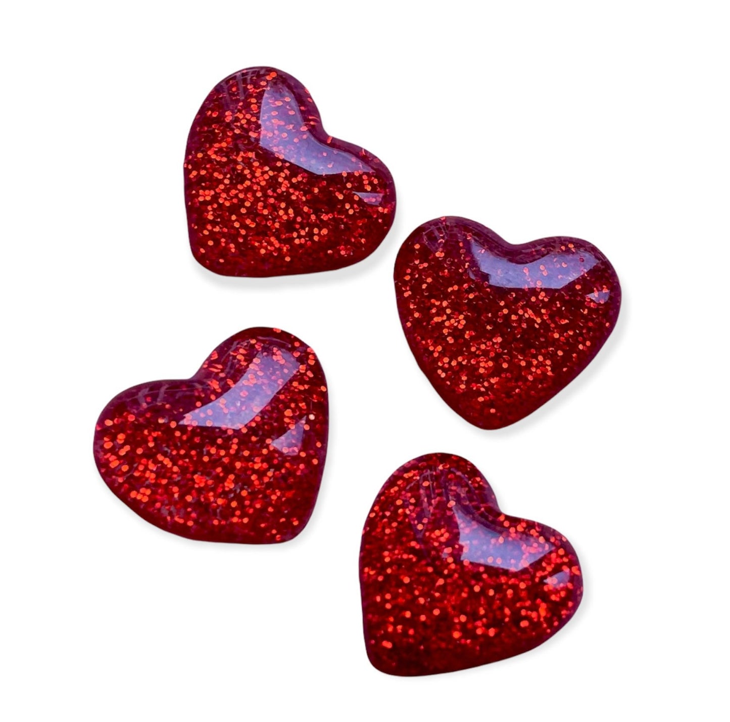 Red glitter heart embellishments 16mm