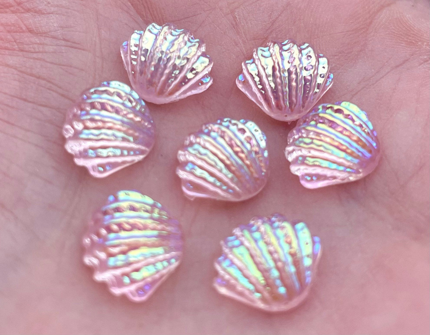 Seashell cabochons, mini pale pink 10mm